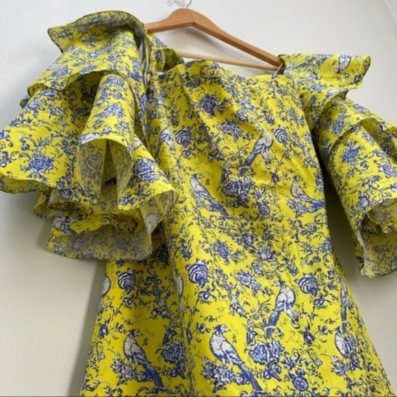 Caroline Constas‎ Carmen Ruffle-Sleeve Dress Women Size Small - Picture 4 of 7